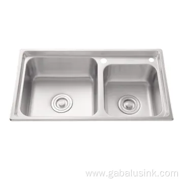 Kitchen Stainless Pressed Two Bowl Kitchen Sink